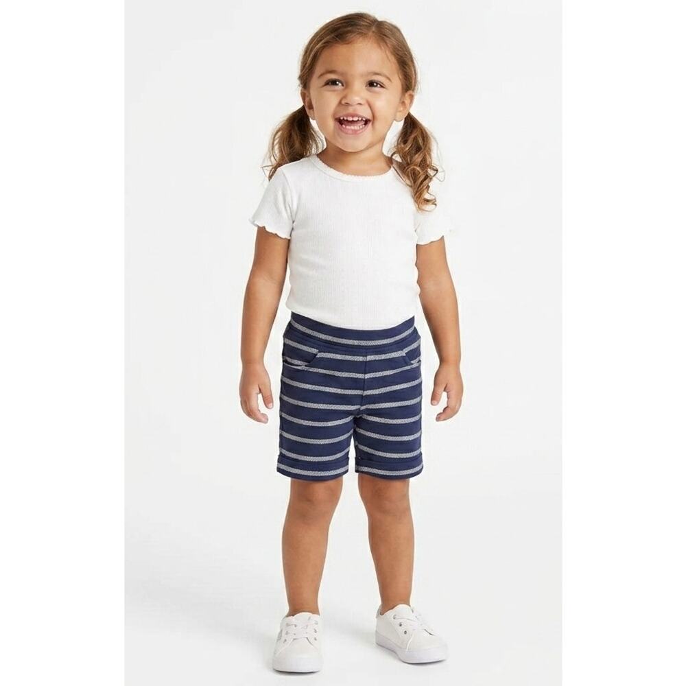 Epic Threads Shorts Toddler Girls 2T Pull On Navy Silver Sparkle Stripe Summer